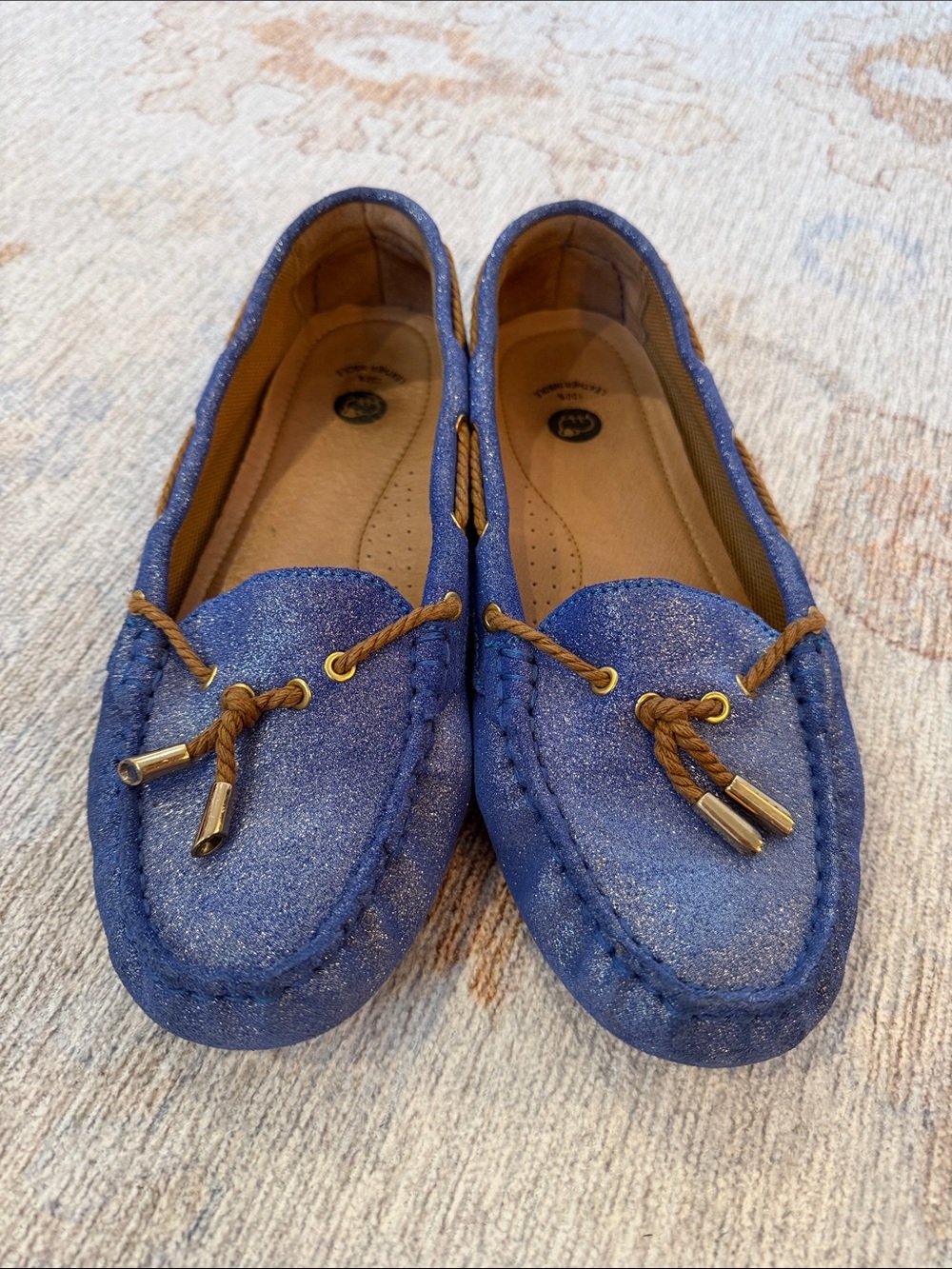 LAMO Blue Metallic Shimmer Boat Shoes Loafers Size 9 EU 40